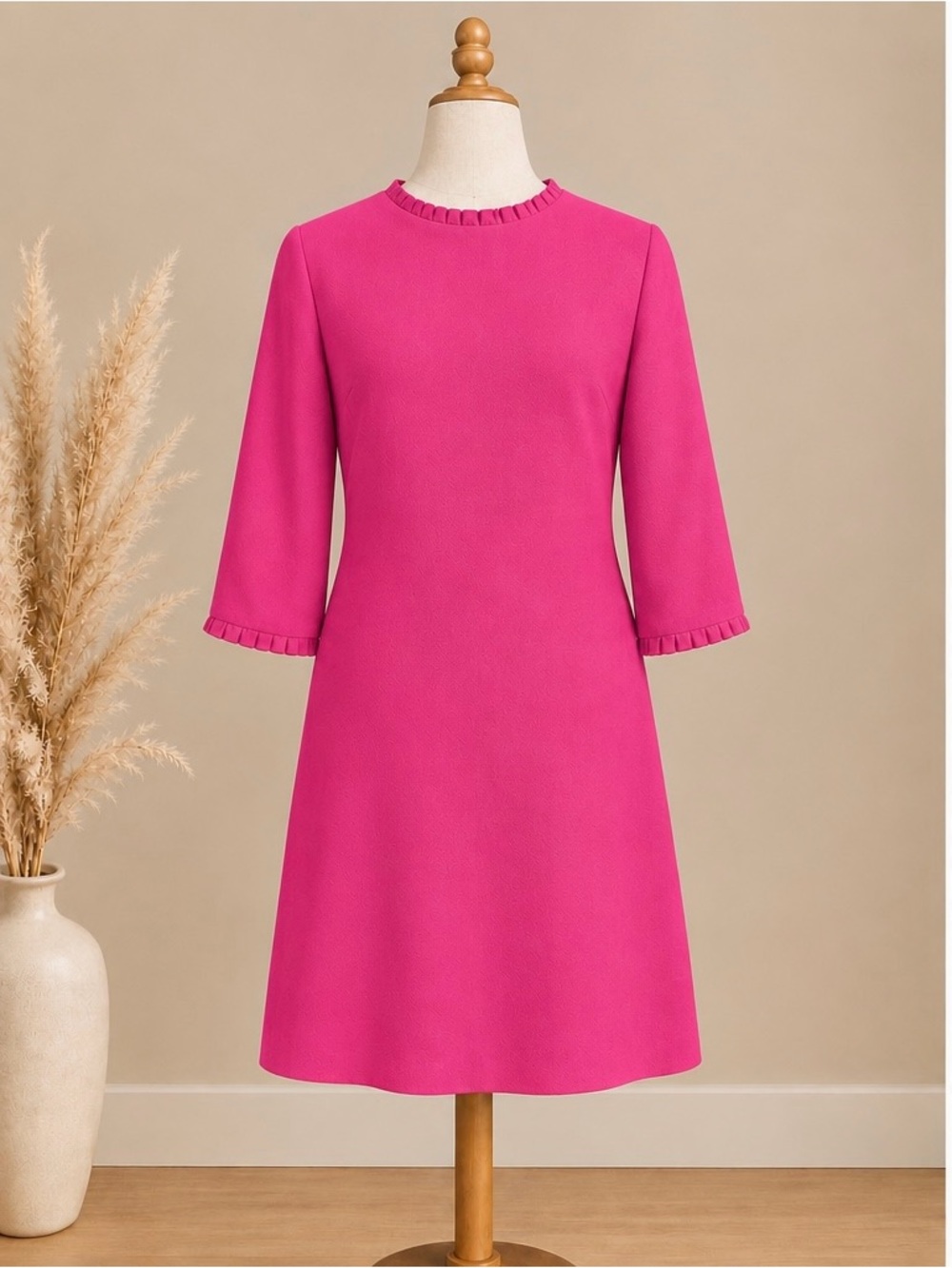 kate spade Bright Fuchsia A-Line Dress with Pleated Trim